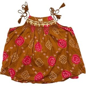 NWOT Artelier Nicole Miller Womens Floral Boho Rope Straps Top Size Large